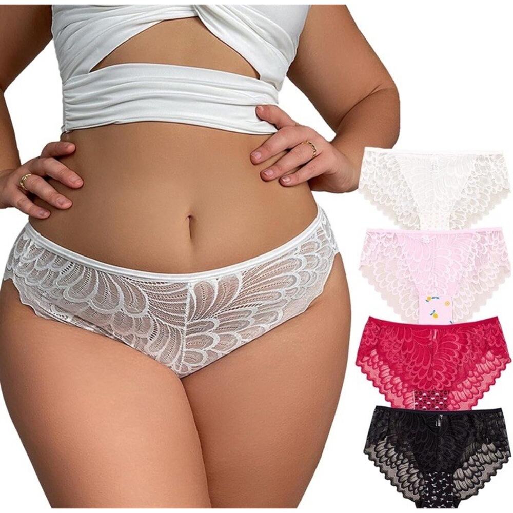 Meshal Lace Thongs Underwear for Women Sexy Breathable Plus Size 2XL DD2